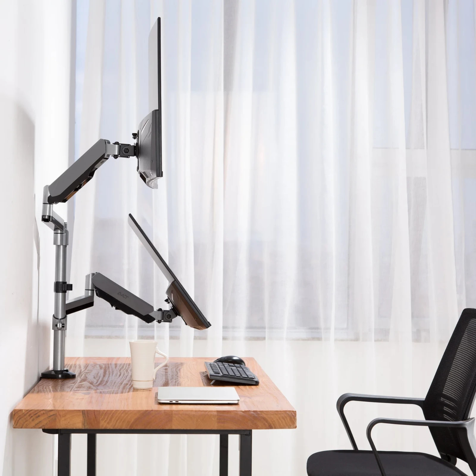 AVLT Dual 32" Stackable Monitor Desk Mount Gas Spring Gray DM35-1