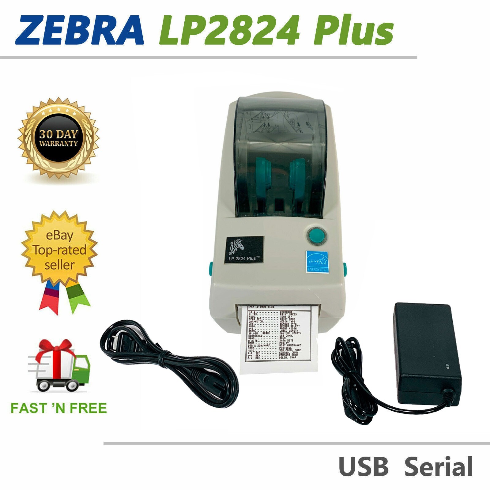 Zebra LP2824 Plus Compact Thermal Barcode Label Printer USB Serial