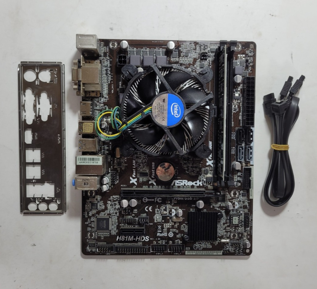 ASROCK H81M-HDS MOTHERBOARD w/i5-4690K@3.50GHz, 2GB RAM, IO Shield #0193