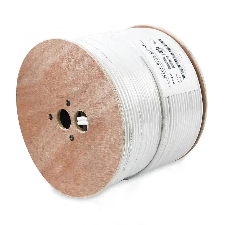 500Ft RG6/U 60% Dual Siamese Bare Copper Coax Cable White