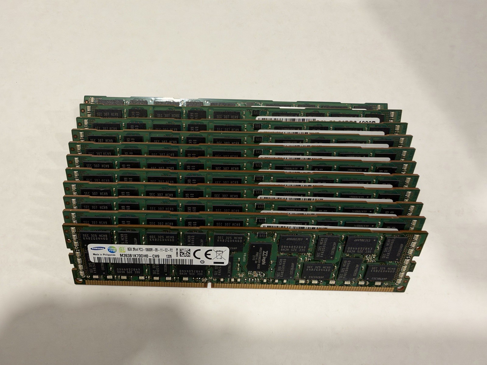 Lot Of 11 Samsung 8GB 2Rx4 PC3-10600R ECC Server Memory M393B1K70DH0-CH9