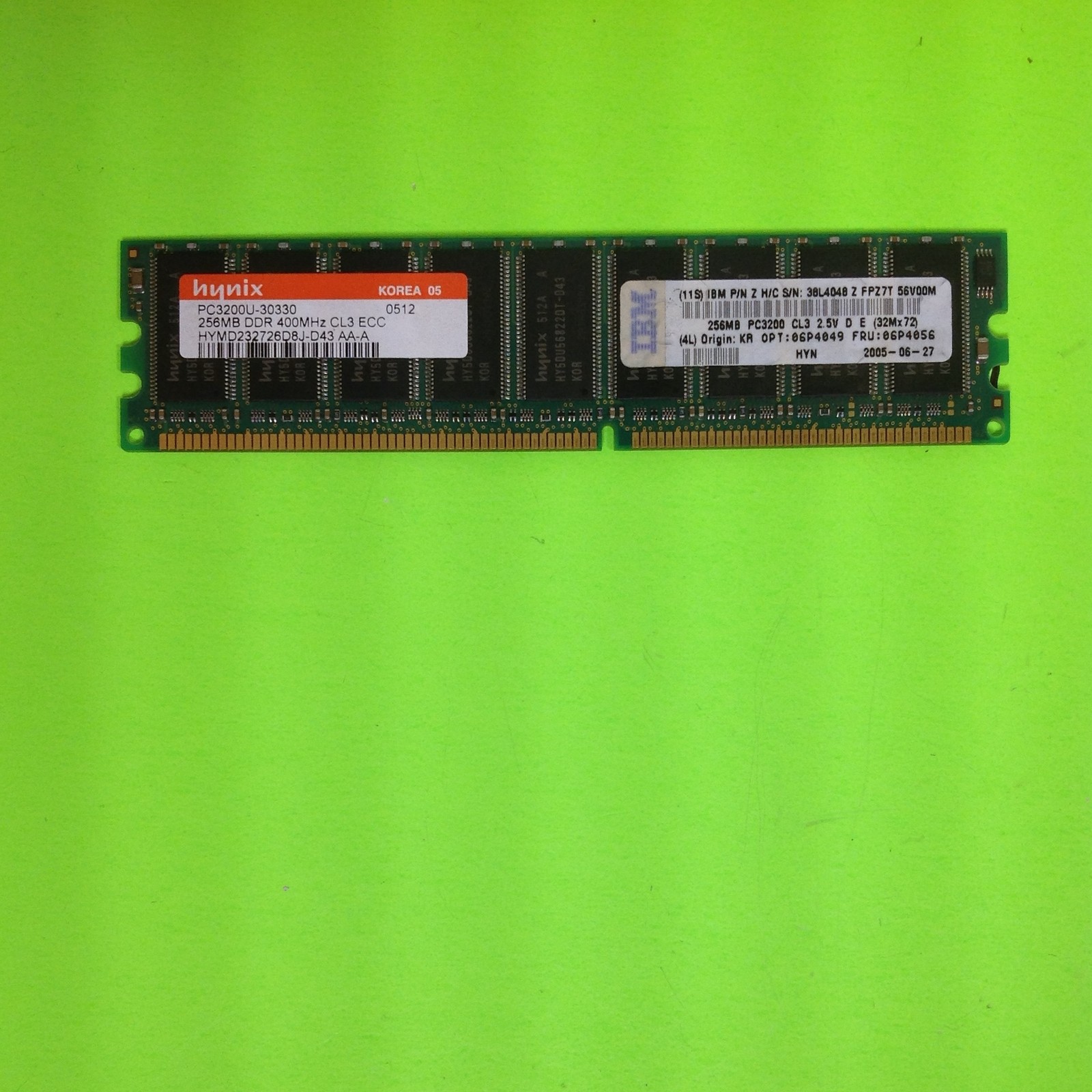 Hynix 0512 256MB DDR-400 (PC-3200) PC-3200U Random Access Memory RAM