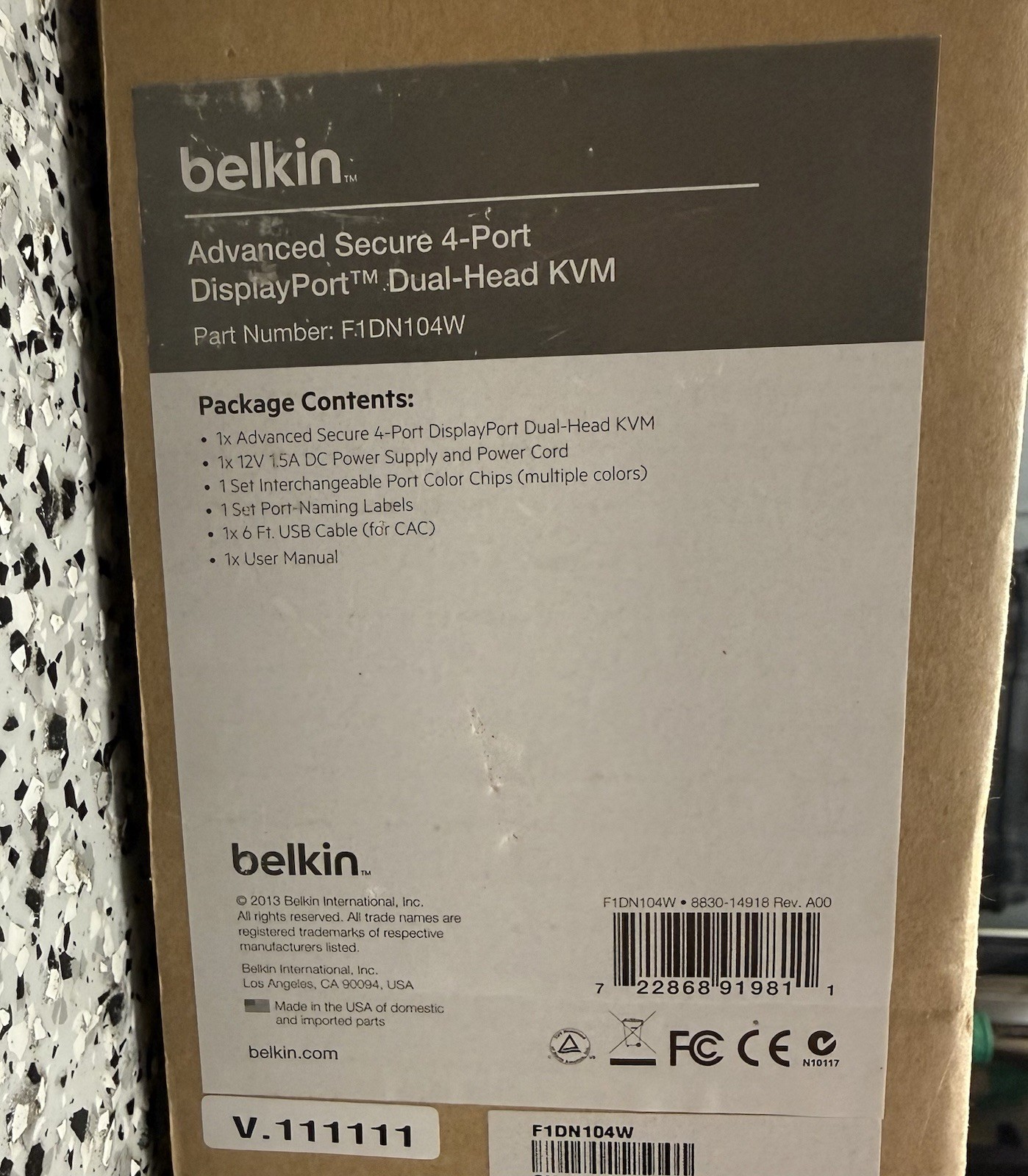 Belkin Advanced Secure F1DN104W-3 4-Port DisplayPort Dual Audio KVM Switch