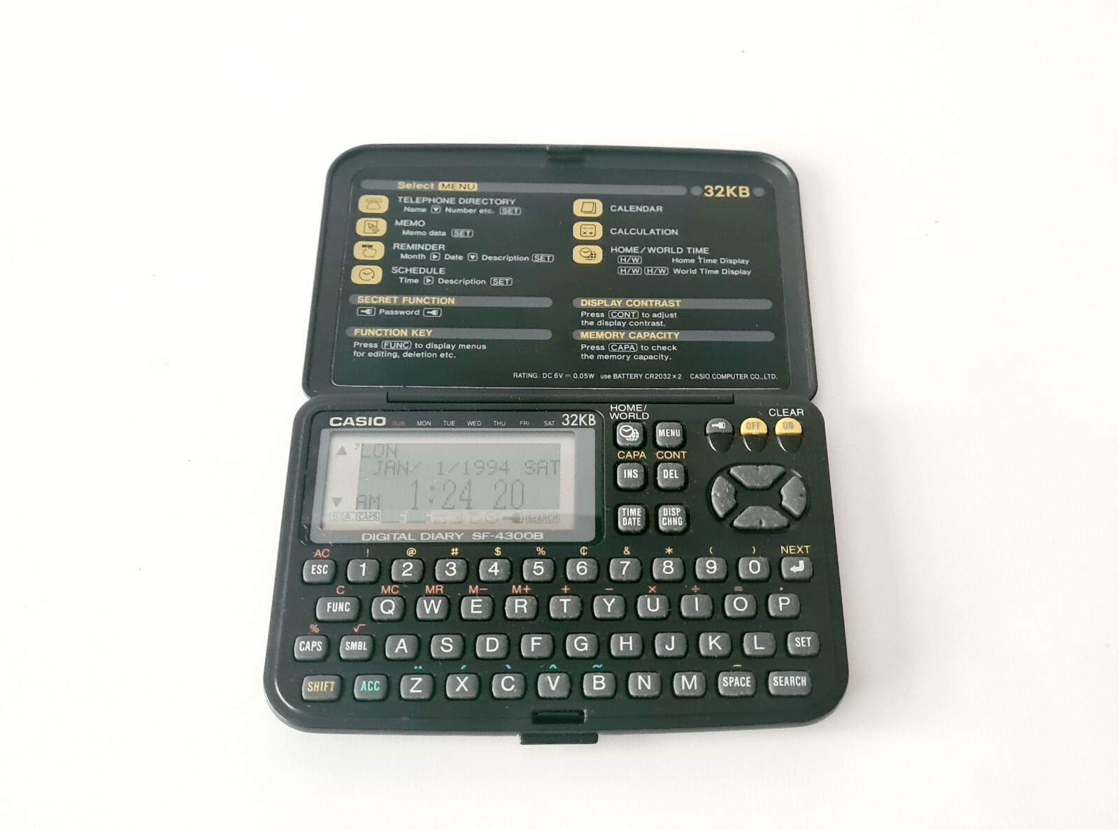 Casio SF-4300B Black Portable 32KB Digital Display Diary Electronic Vintage