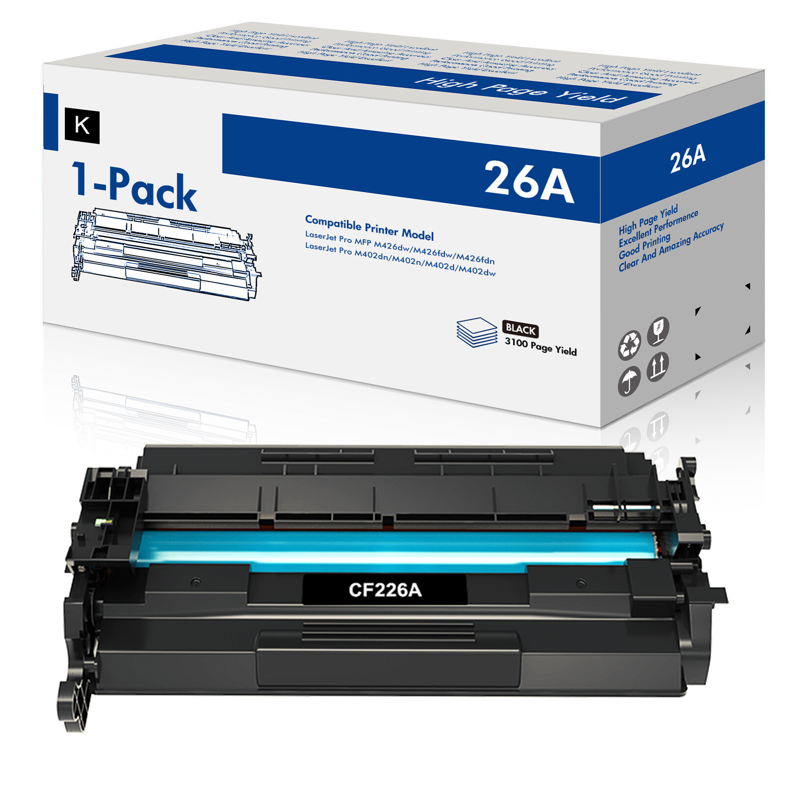 1P Black CF226A 26A Toner for HP Laserjet Pro M402dn M402dw M402dne M426fdw MFP