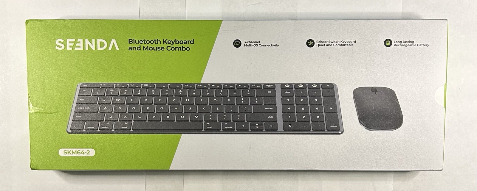 Seenda SKM64-2 Bluetooth Keyboard and Mouse Combo for Mac MacBook iPad - Gray