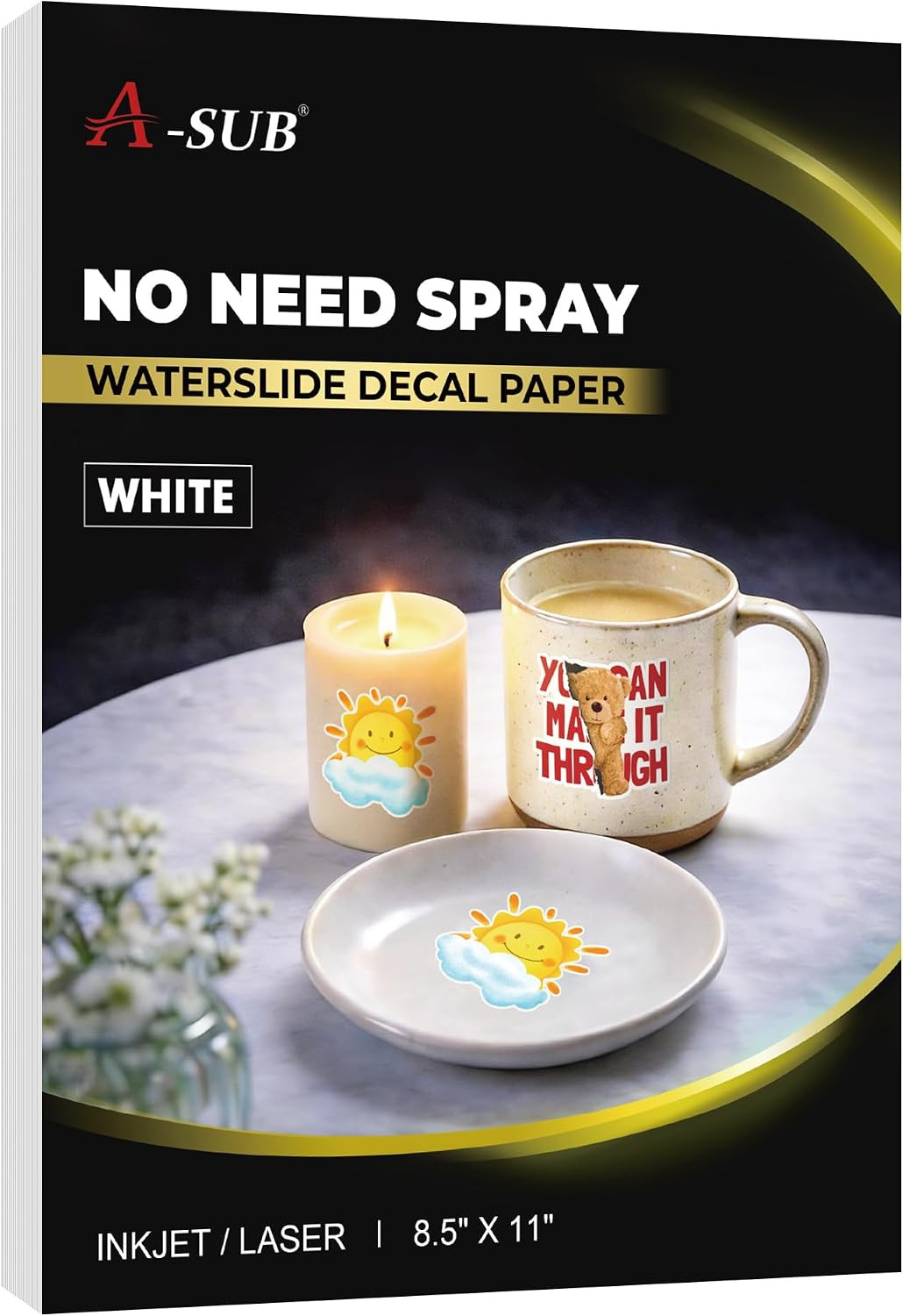 No Need Spray Waterslide Decal Paper White