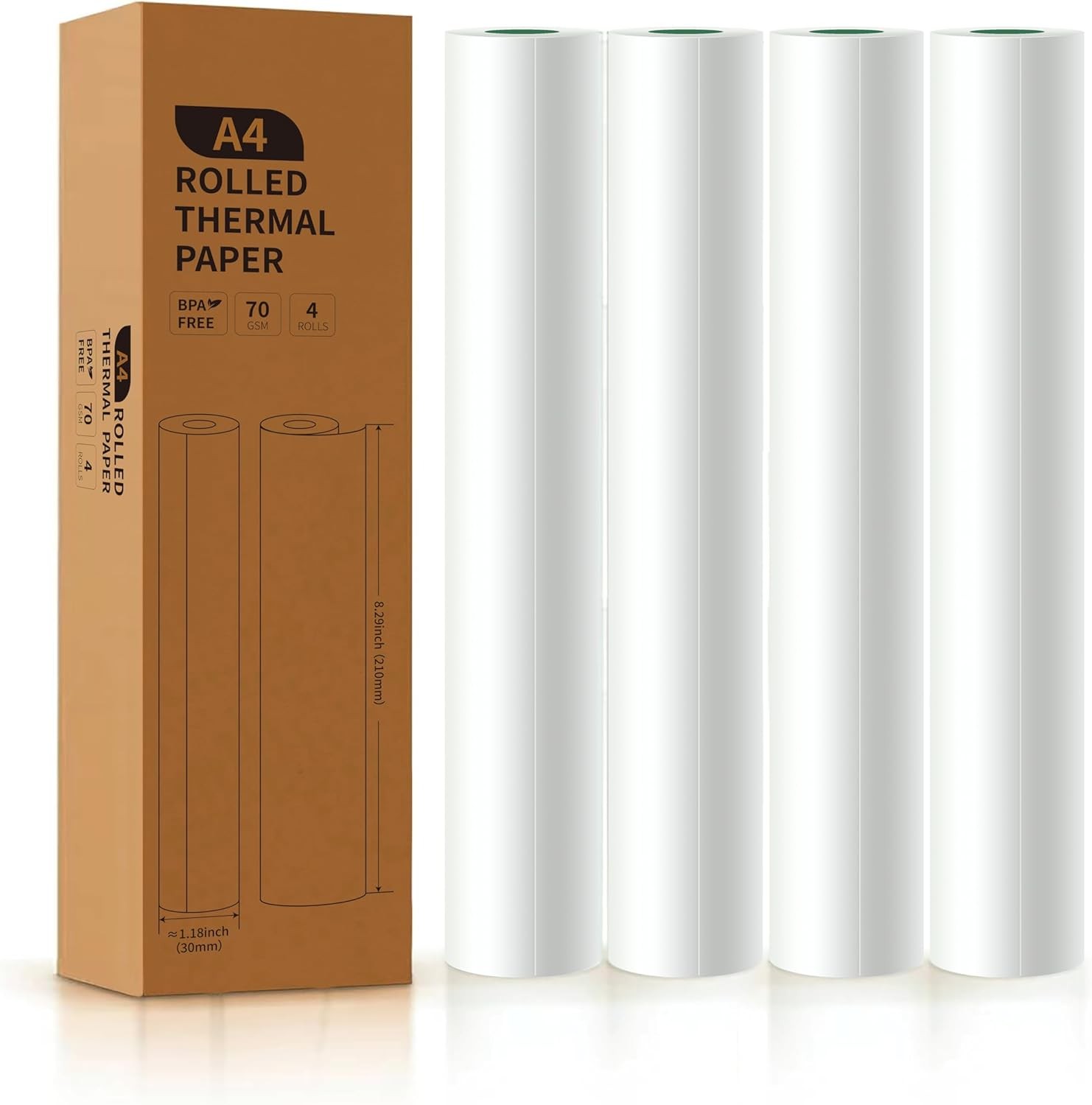 A4 Thermal Printer Paper 4 Roll 8.3 inches Wide Fax Paper Compatible W/ PeriPage