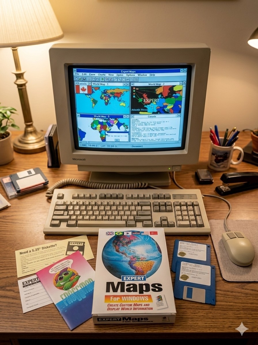 Vintage Expert Maps for Windows 3.1 1993 Floppy Disk Big Box Set Expert Software