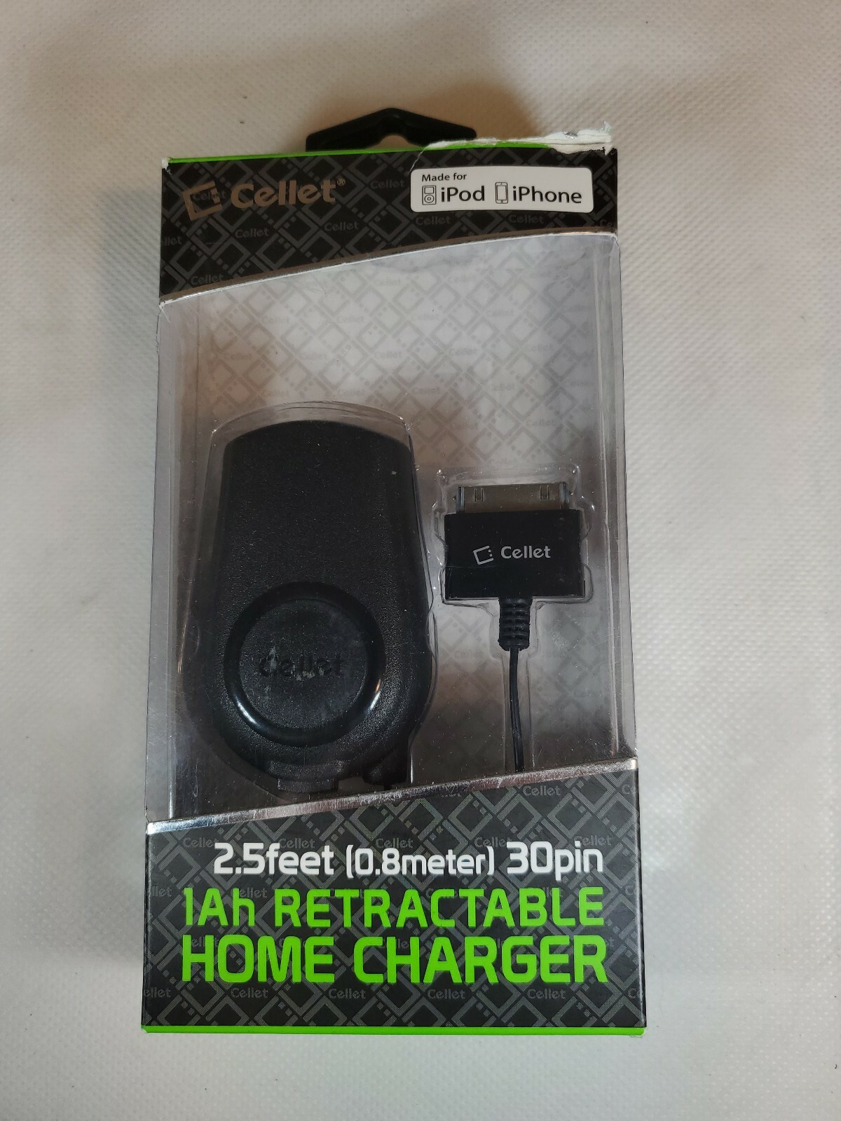 Retractable (1Amp) 30 Pin Home Travel Wall Charger for Apple iPhone iPad iPod