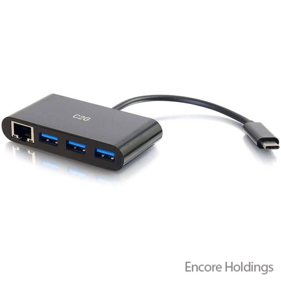 C2G USB C Hub with Ethernet - 3-Port USB Hub - USB Type C - 757120297475