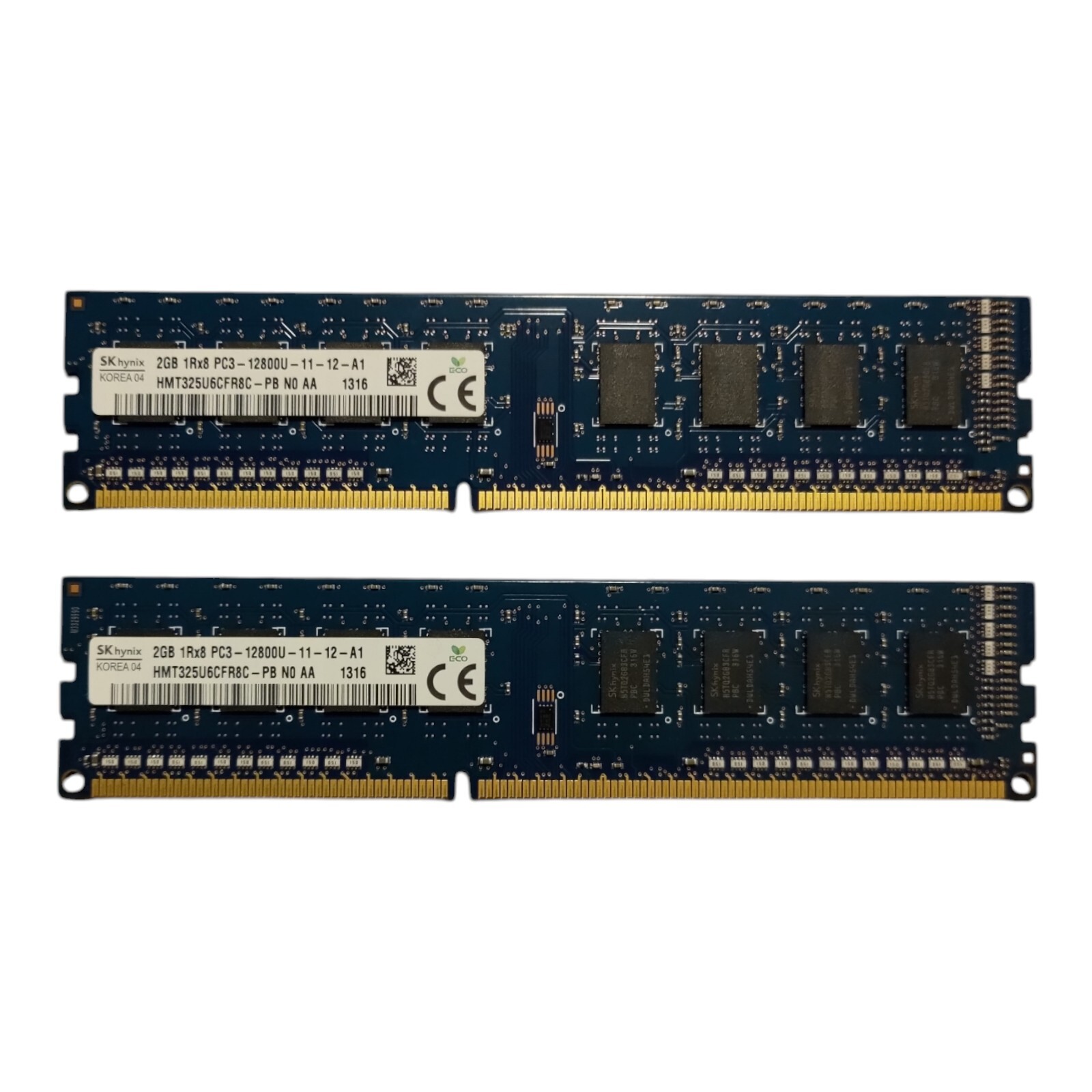 4GB Pair | 2x 2GB RAM PC3-12800U DDR3-1600 1Rx8 UDIMM HMT325U6CFR8C
