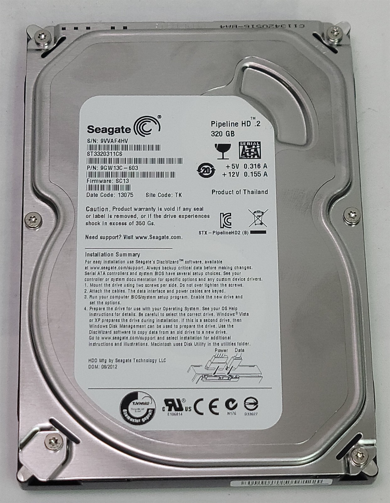 Seagate ST3320311CS HDD ,3.5", 320 GB, SATA 300, Tested w/ pics