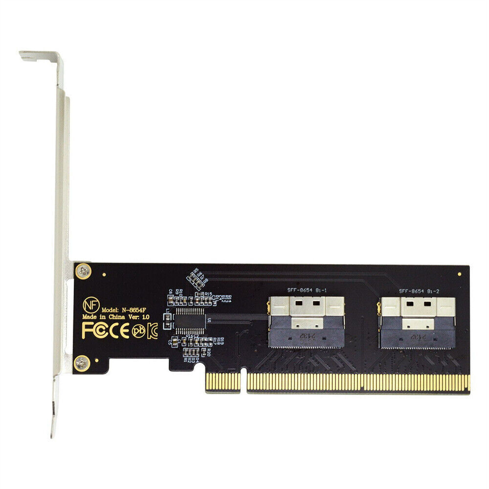 Dual Slimline SFF-8654 8X 4 NVME Hyper Adapter Raid Card VROC Raid0 PCI-E Card