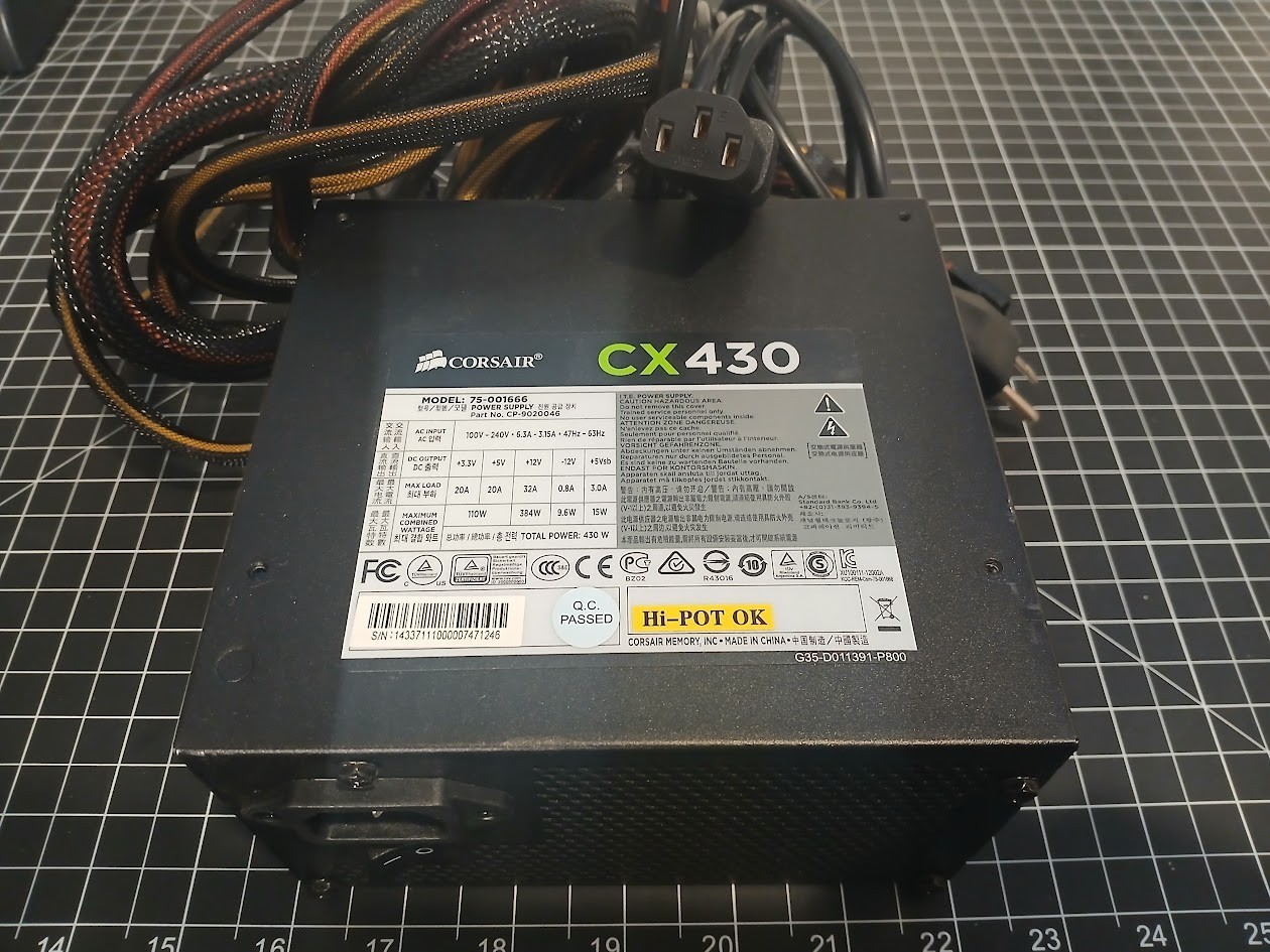 Corsair CX430-430W ATX  Power Supply Working With Cables and Power Cord