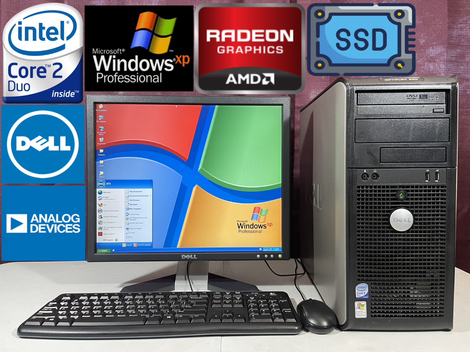 *RESTORED w/ SSD* Dell Windows XP Complete Vintage Retro Gaming PC w/ Monitor