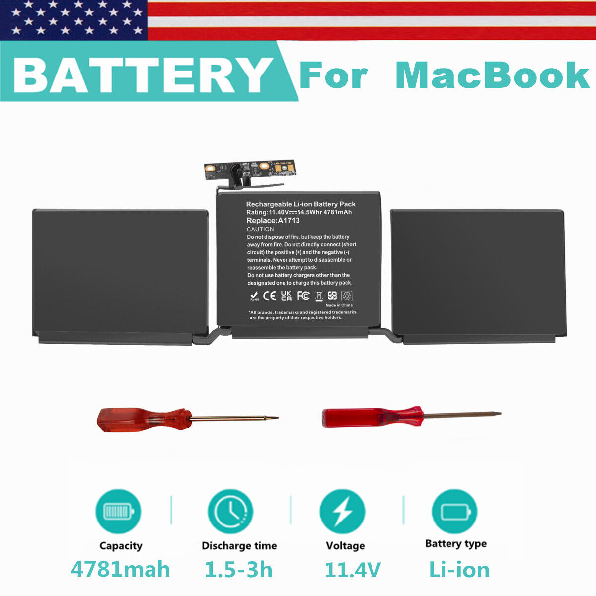 Battery A2171 for Apple MacBook Pro Retina 13