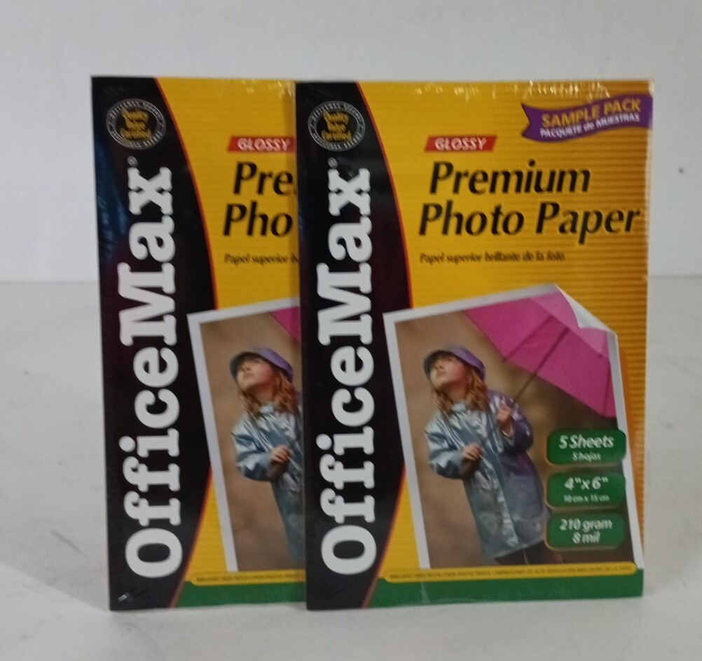 Office Max Glossy Premium Photo Paper 5 Sheets 4" X 6" Pack Of 2 