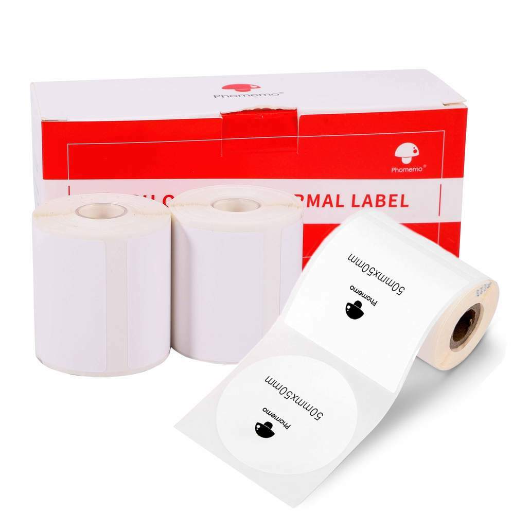 3 Rolls 50×50mm Round White Self-Adhesive Thermal Label for Phomemo M110/M200