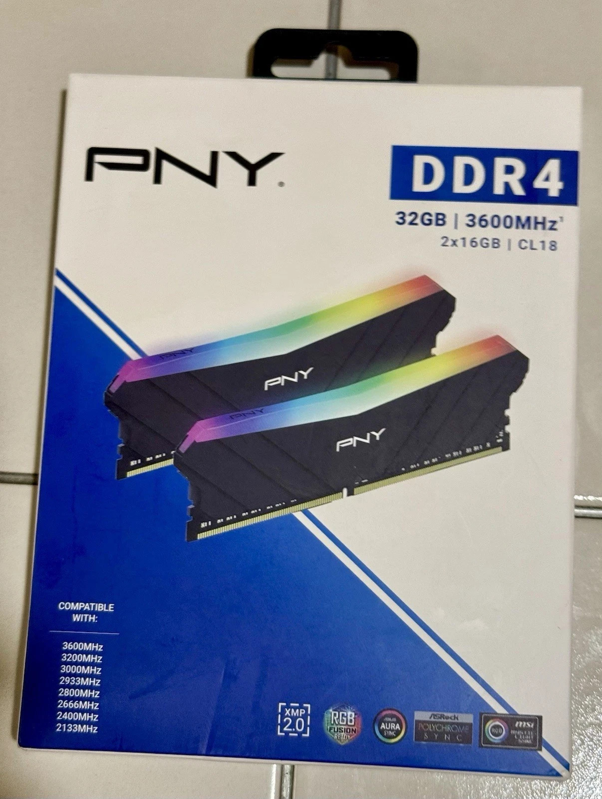 PNY 32GB (2x16GB) DDR4 3600MHz Desktop RAM  (CUT OPEN BOX)