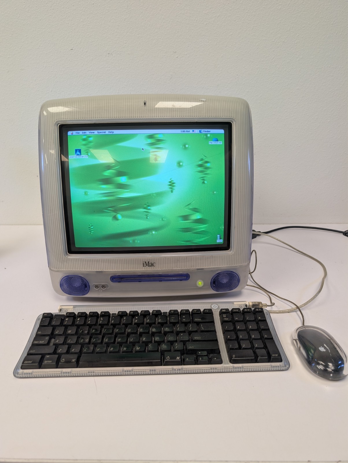 Vintage Apple iMac G3 M5521 Indigo w/ Keyboard M2452 & Pro Mouse M5769