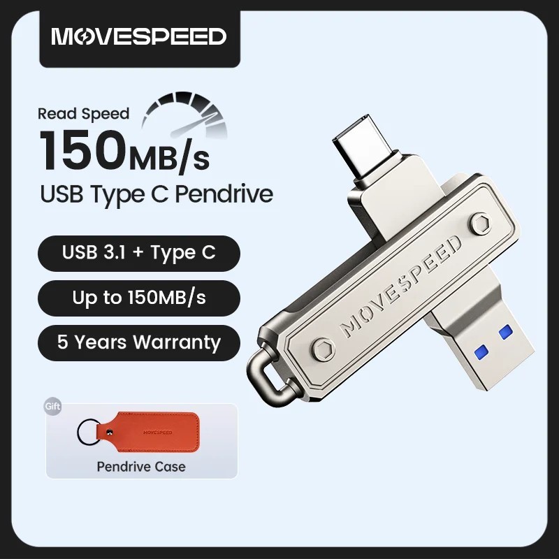 MOVESPEED USB C Flash Drive USB 3.1 150MB/s OTG (32GB 64GB 128GB 256GB 512GB)