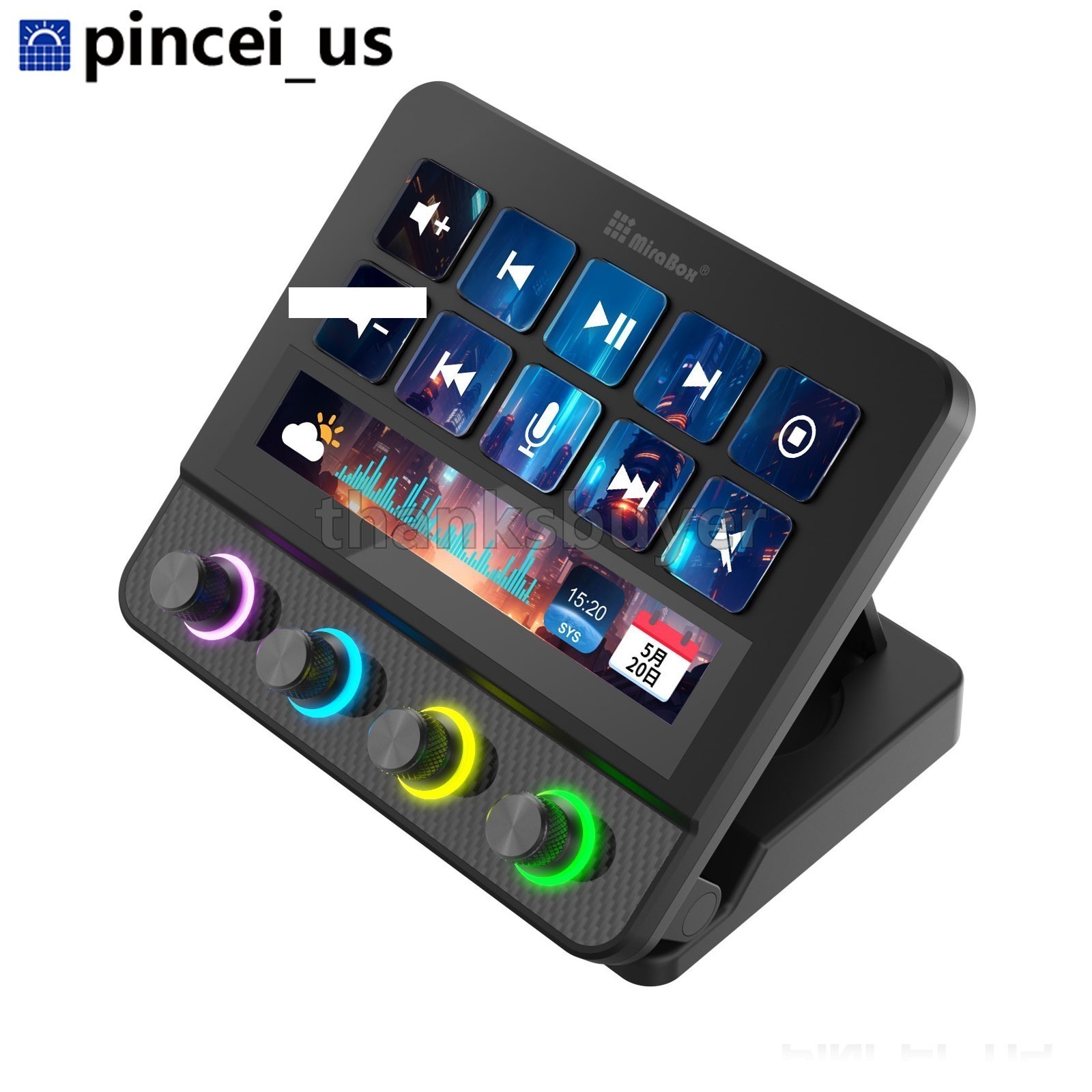 MiraBox N4 Pro Visual Custom Keyboard 0-60° Adjustable Bracket with RGB Knob