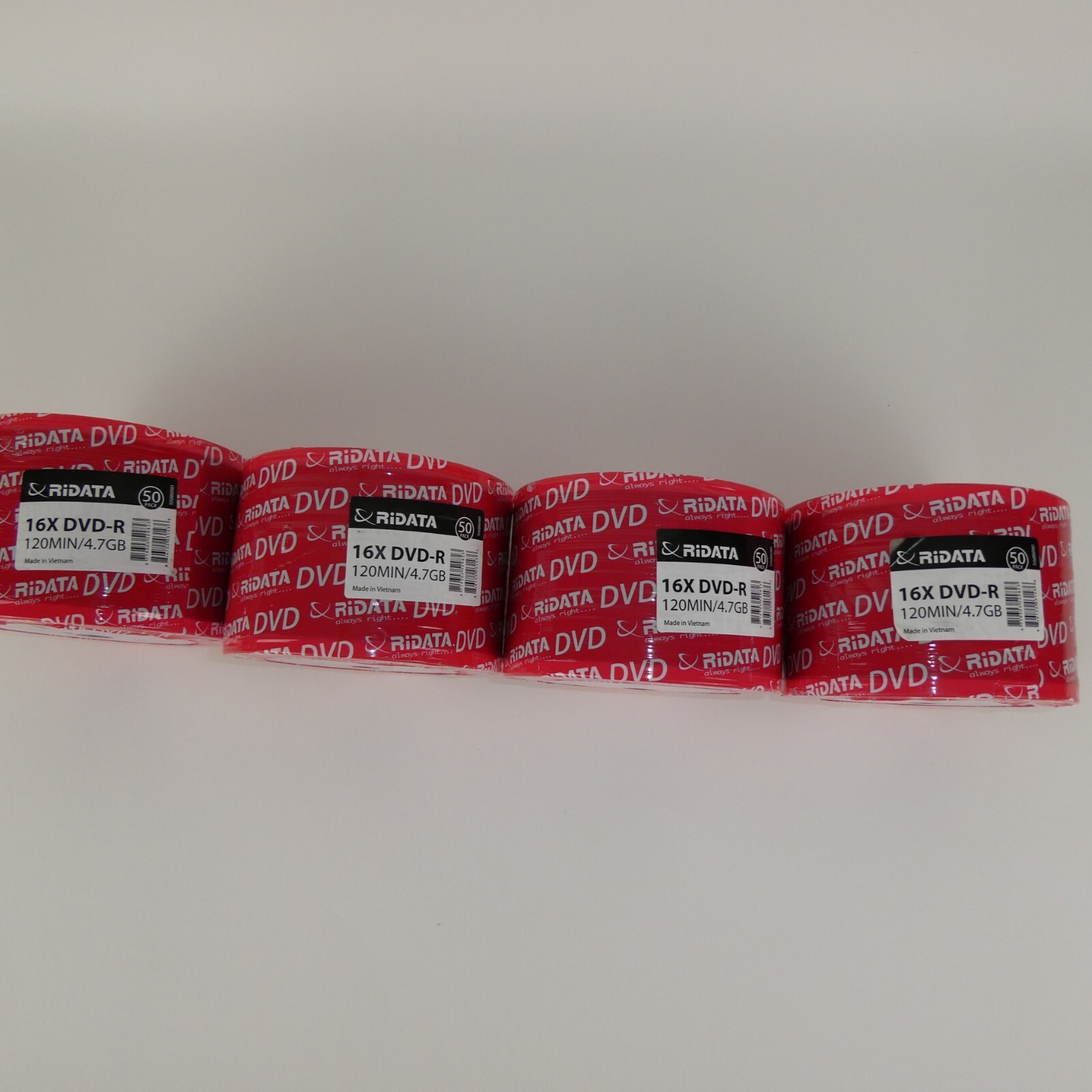 New - 200 ct (50 ct x4) RiDATA 16X  DVD-R 120min/4.7GB