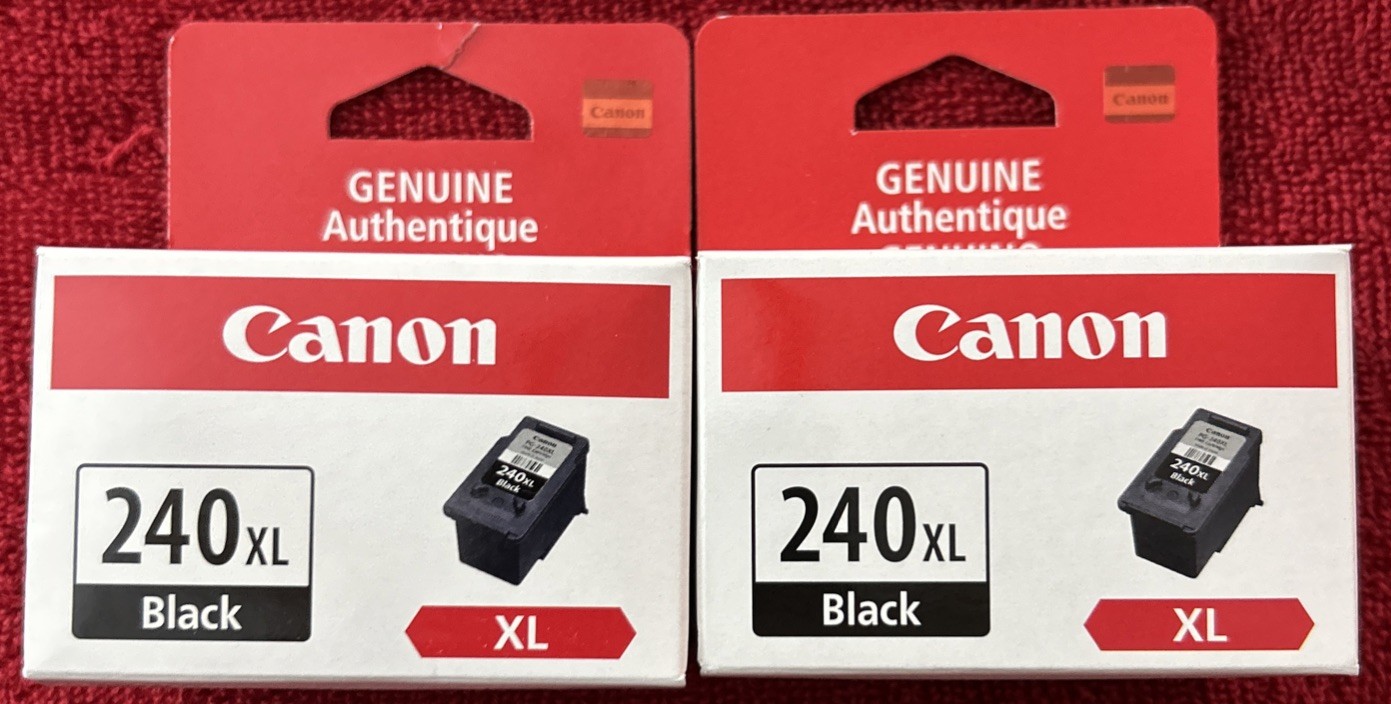 Two Canon Pixma 240 XL Black Ink Cartridges (Lot Of 2) - NEW 240XL 