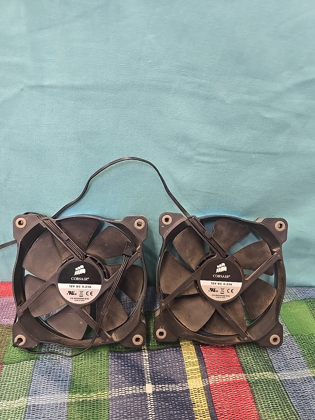 Corsair Cooling Fans Lot of 2 Black Blue 12V DC 0.25A #CO-9050008-WW