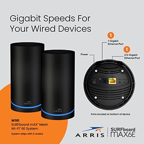 ARRIS SURFBOARD MAX 6E W161 TRI-BAND MESH WI-FI 6E SYSTEM | AXE6600 -  BLACK