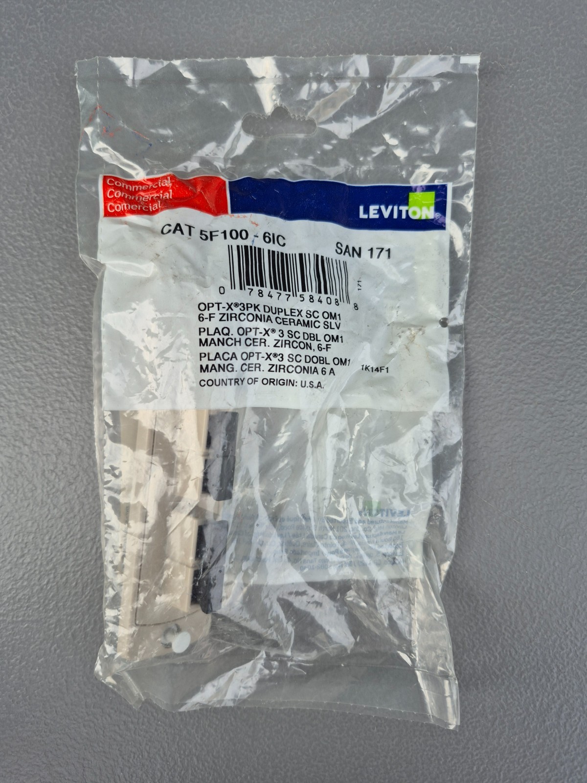 Brand New 5F100-6IC LEVITON SC Opt-X Precision Molded Plate Beige 62.5 - 6 Fiber