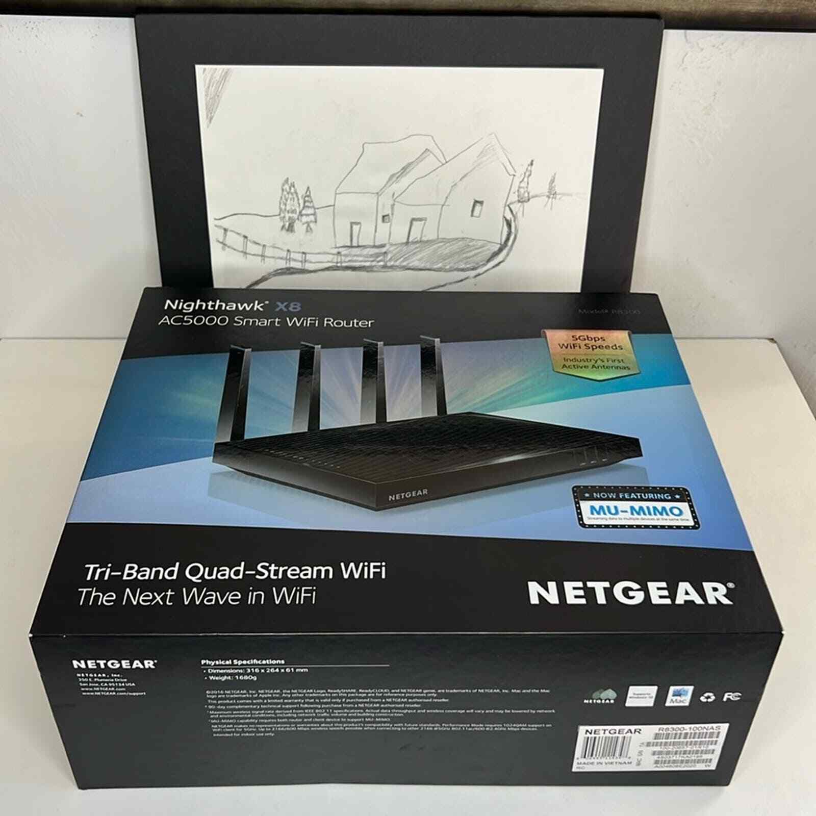 NETGEAR Nighthawk x8 AC5000 Smart Tri-Band Quad- Stream WiFi router Model# R8300