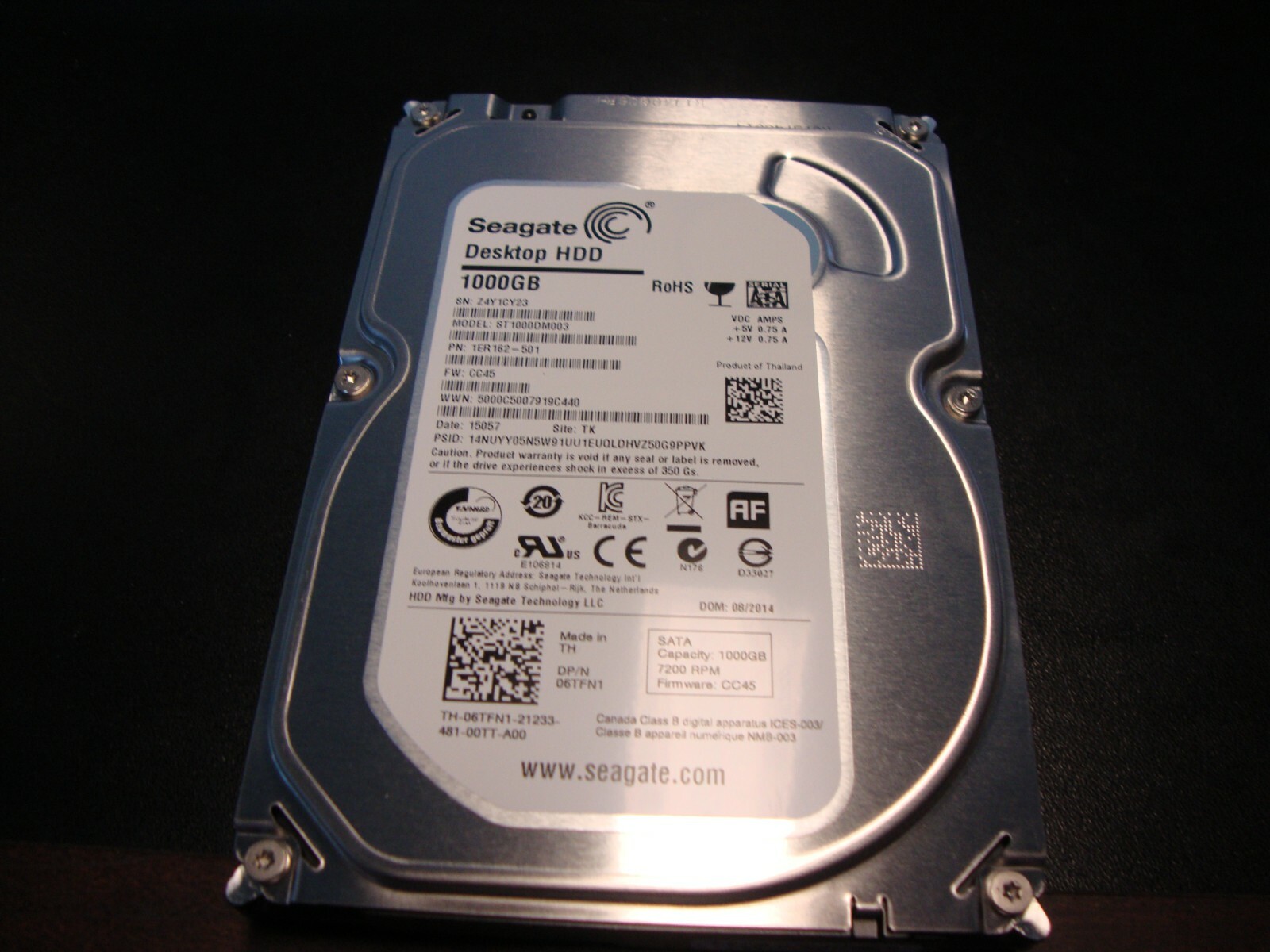 Seagate Barracuda ST1000DM003 1000 GB,Internal,7200 RPM,3.5 inch Hard Drive