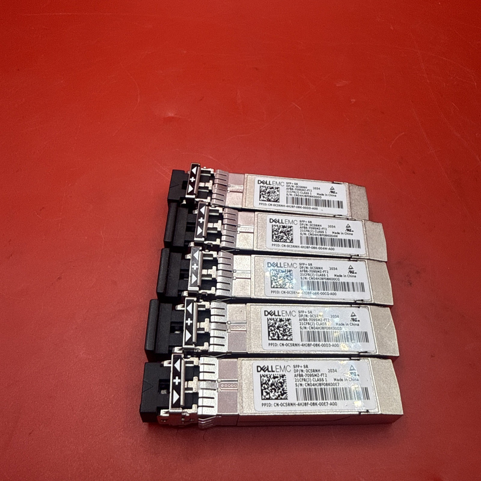 Lot Of 5 Dell EMC C5RNH BASE-SR 10GB 850nm AFBR-709SMZ-FT2 SFP+ Transceiver