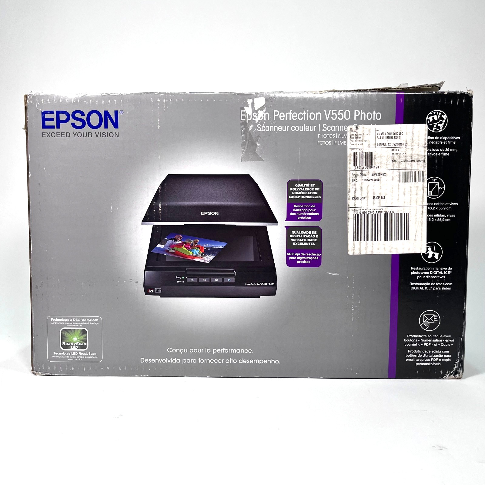 Epson Perfection V550 Photo Color Scanner 6400 DPI Film Negatives Open Box NEW