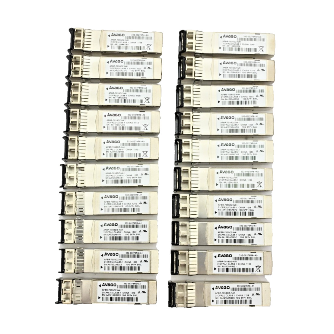Lot of 20x Avago 332-00279R6+A0 AFBR-703SDZ-NA1 10GB SFP+ Transceiver Module