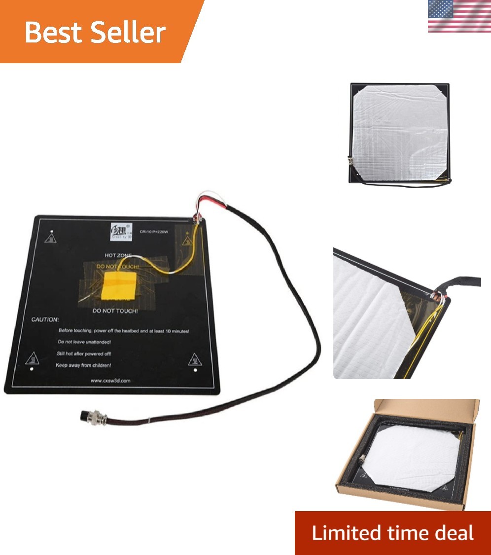 Creality CR-10 Heated Bed 310x310x3mm 12V Aluminum Hot Bed with Cable and Ins...