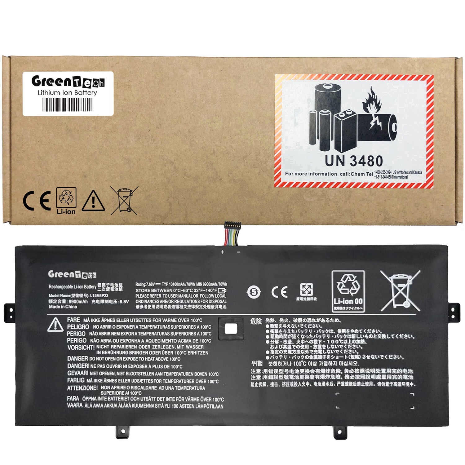 GREENTECH L15M4P23 BATTERY FOR IDEAPAD YOGA 910-13IKB 80VF 80VG 78WH L15M4P21