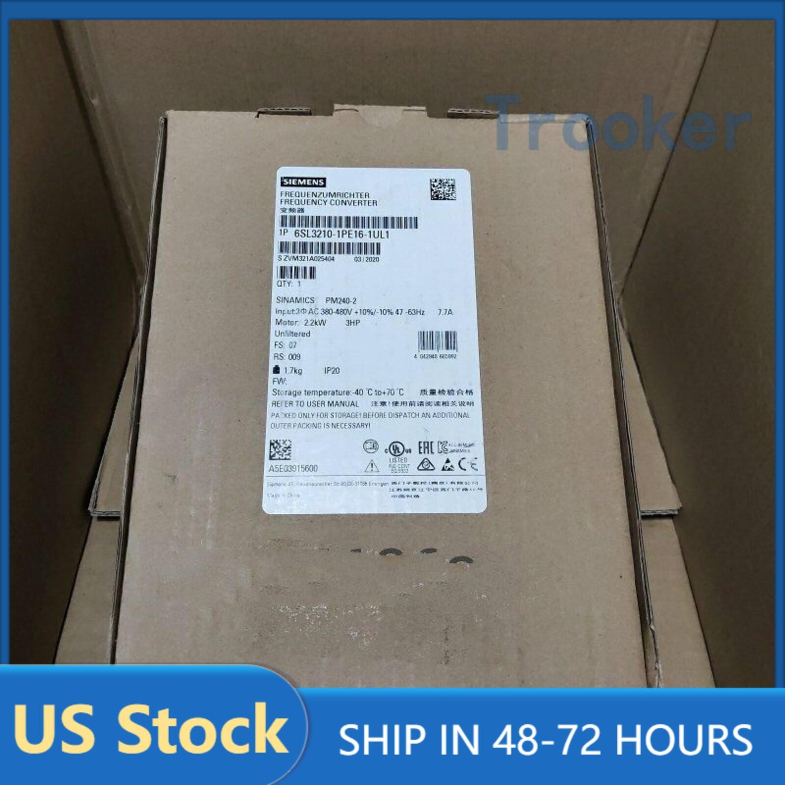 New Siemens SINAMICS PM240-2 Unfiltere 6SL3210-1PE16-1UL1 6SL3 210-1PE16-1UL1