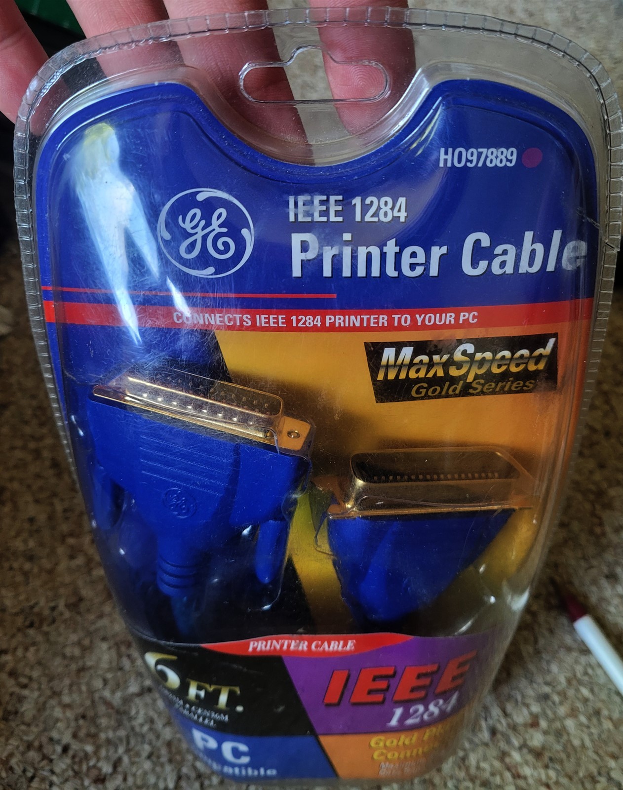 GE H097889 6Ft IEEE 1284 DB25M/Centronics 36M Gold Plated Parallel Printer Cable