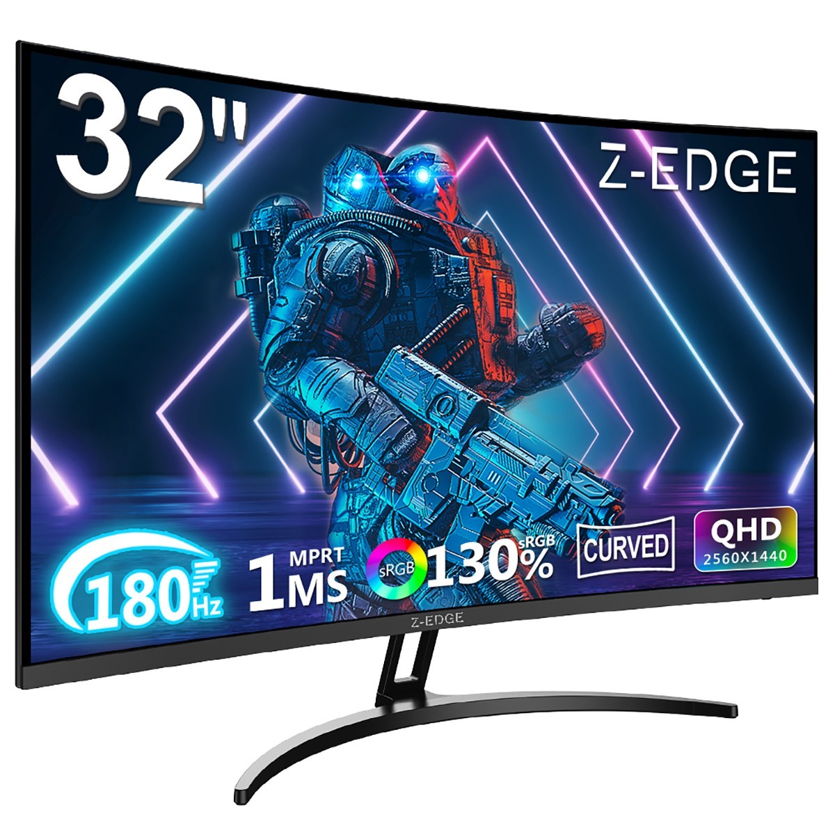 Z-EDGE UG32 32" 2K 2560x1440 180Hz 1ms Curved Gaming Monitor, HDMI, DP, FreeSync