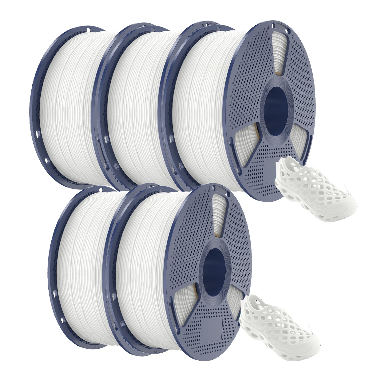 SUNLU 5x1KG White TPU(90A) 3D Printer Filament 1.75mm TPU 5KG Flexible TPU 90A