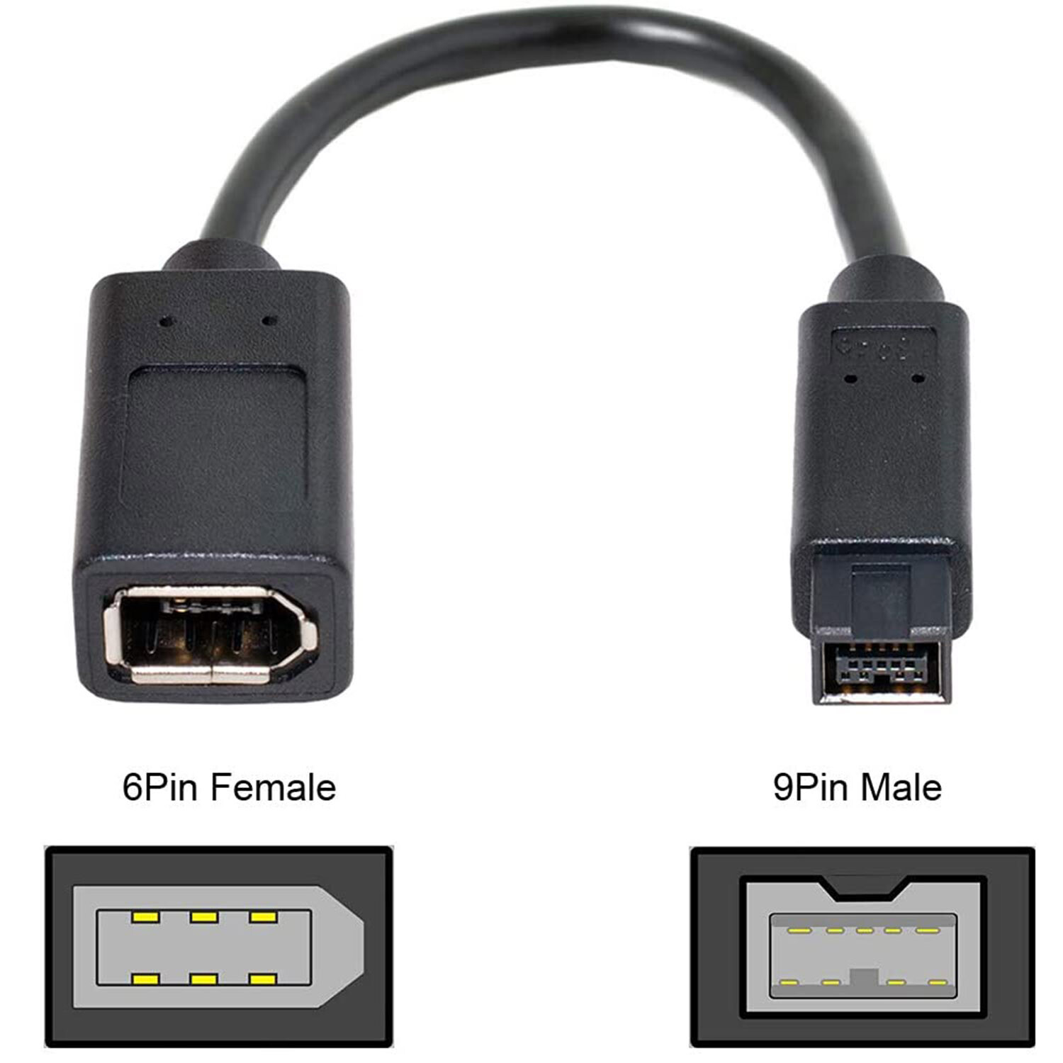1pc IEEE Cable 1394 6 Pin Female to 1394b 9 Pin Male Firewire 400 to 800 Adapter