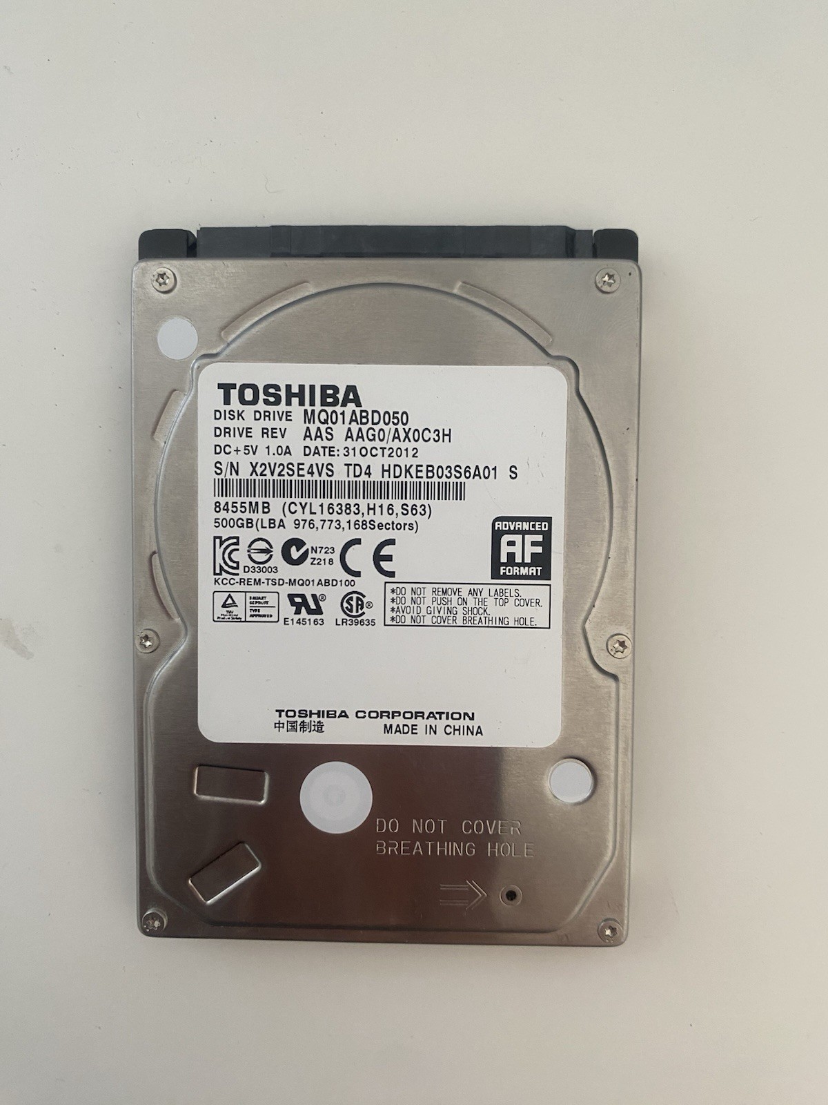 Toshiba MQ01ABD050 500GB 2.5in SATA 5400RPM 8MB HDD Advanced Format