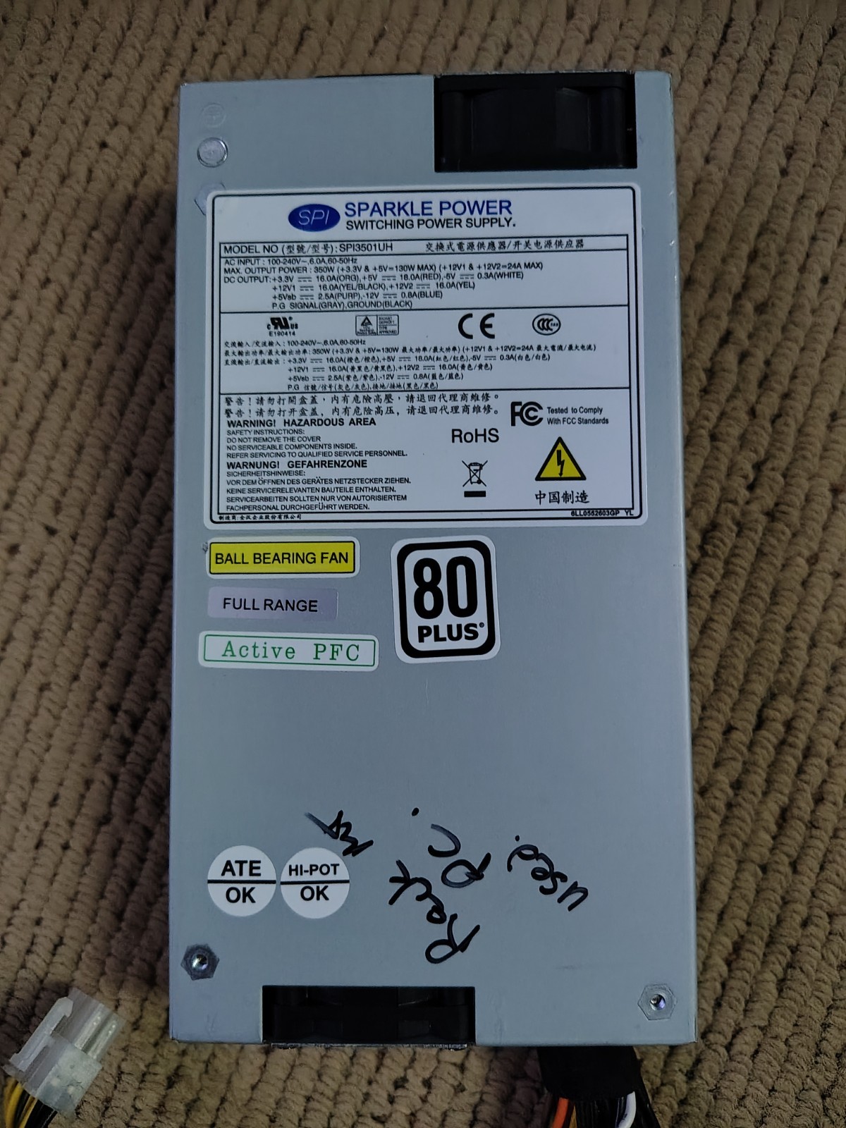 Sparkle Power SPI3501UH 9PA3508403 SPI3501UH-B204 Power Supply - Used