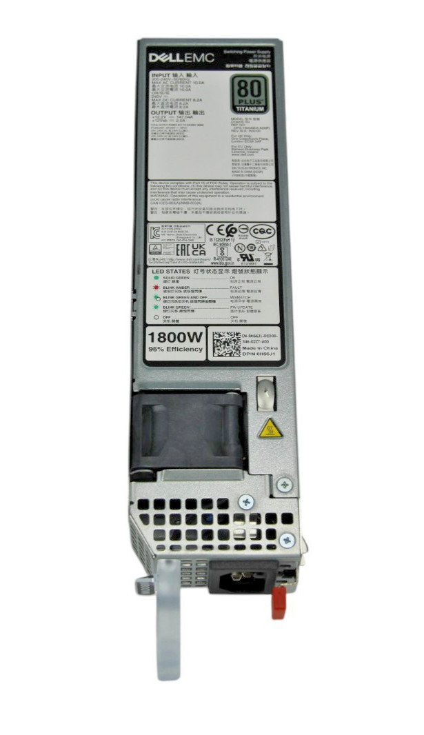 Dell PowerEdge 15G 16G R650 R660 R750 R760 1800W 200-240V 80+ Titanium PSU H66J1