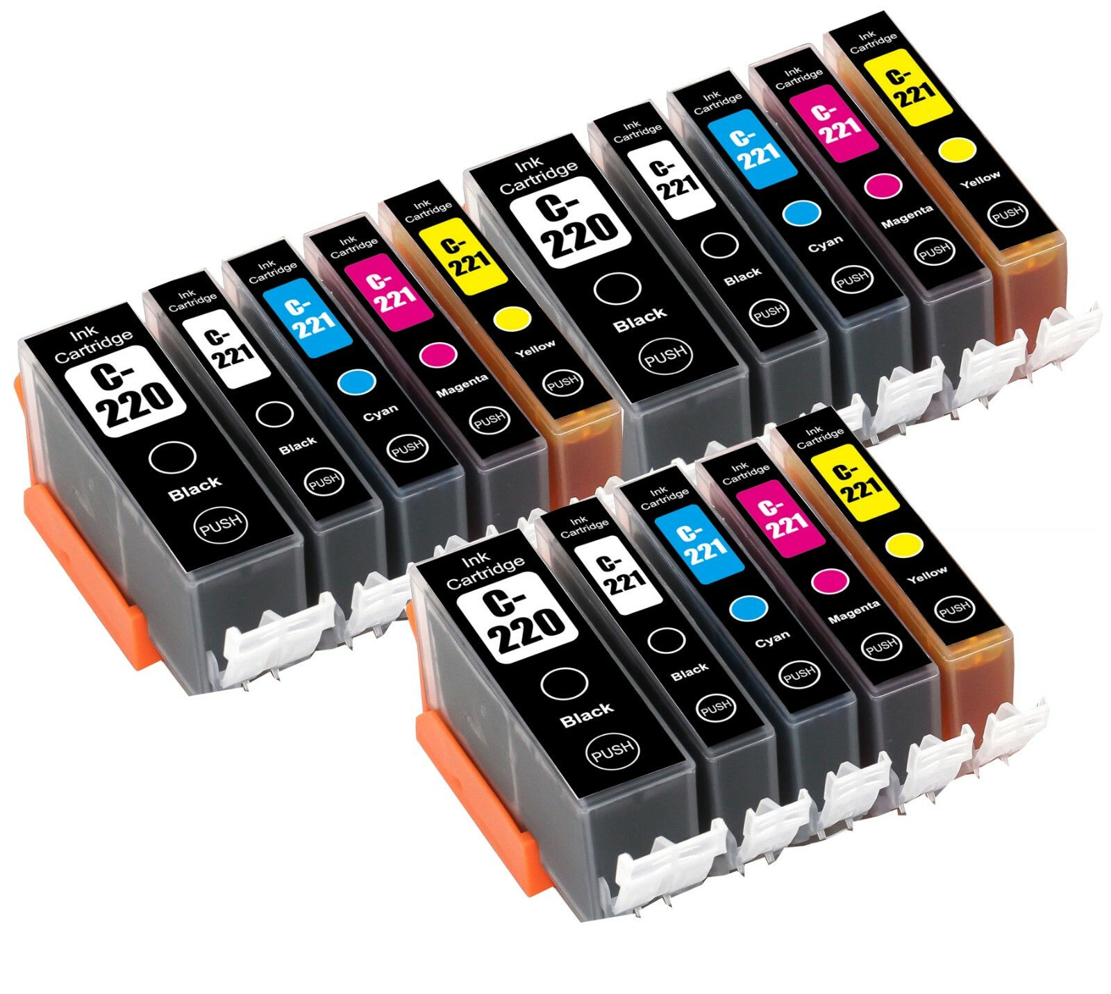 15PK Ink Cartridges Bulk Set + chip for Canon PGI-220 CLI-221 iP4700 MP560 MP620