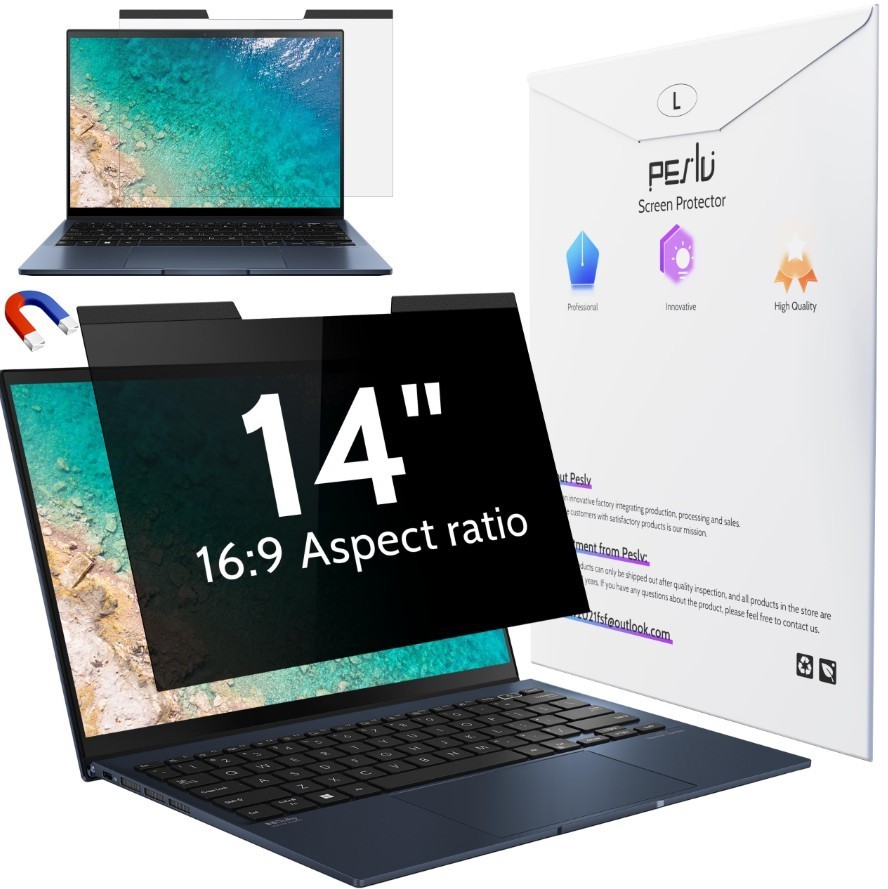 Peslv Magnetic Laptop Privacy Screen 14" for 16:9 Lenovo, HP, Dell, Acer, Asus