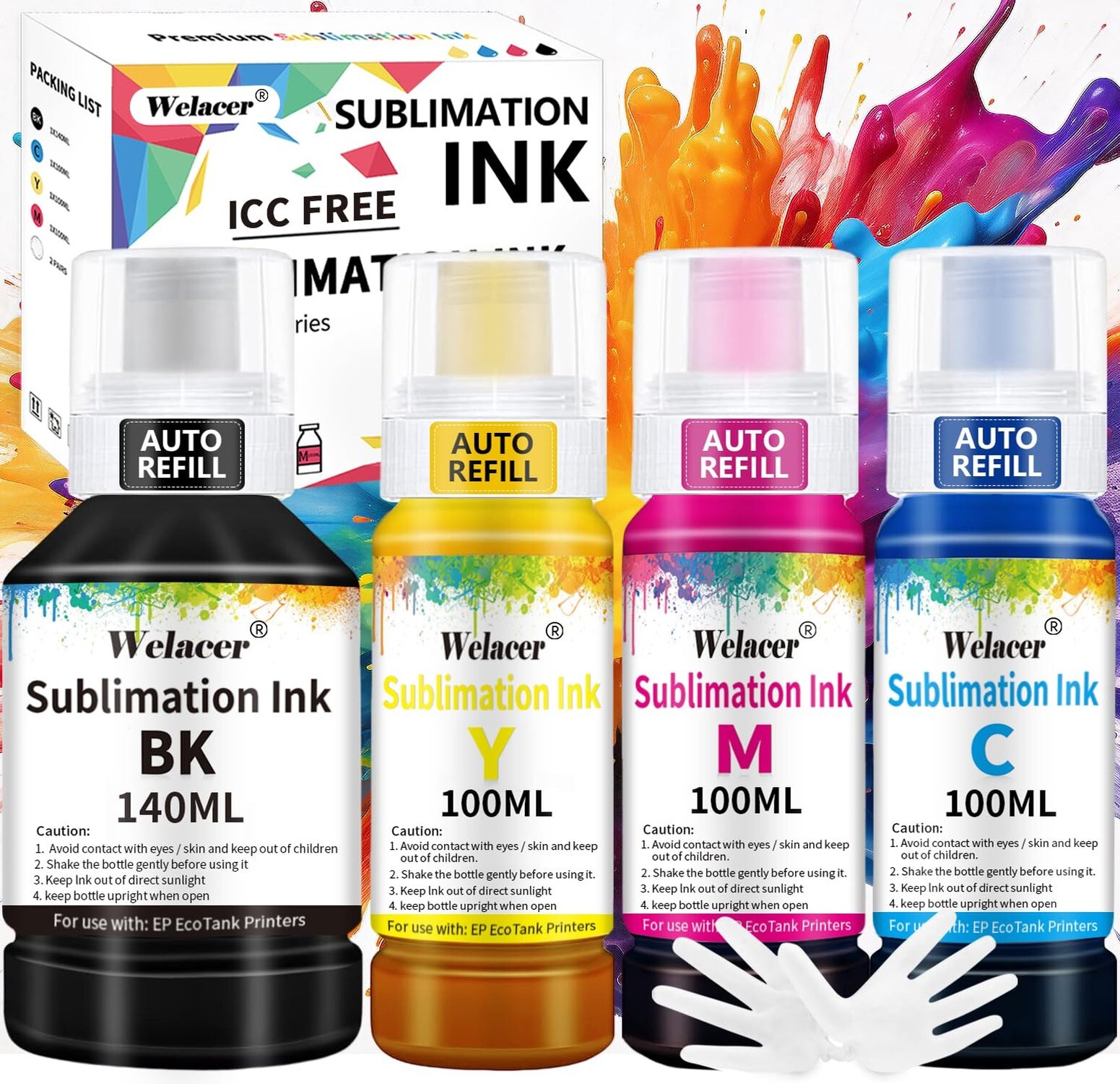Sublimation Ink 440ML Autofill Bottles Refill for Epson ET-2800 ET-15000 ET-2...